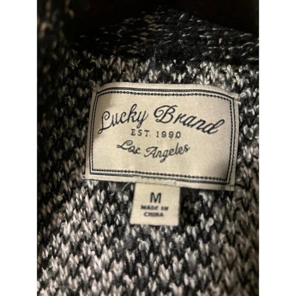 LUCKY Brand Stargazer Aztec Wool Shawl Cardigan Sweater Open Front sz M - Picture 9 of 15